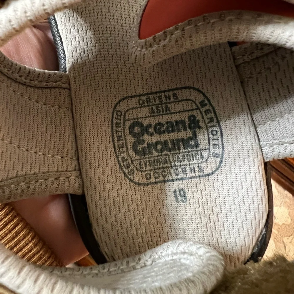 OCEAN & GROUND Classic Outdoor Rugged Sandals Orange Grey Tan Kid's Size‎ 12